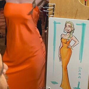 Gianni Bini Orange silk Strapless Dress